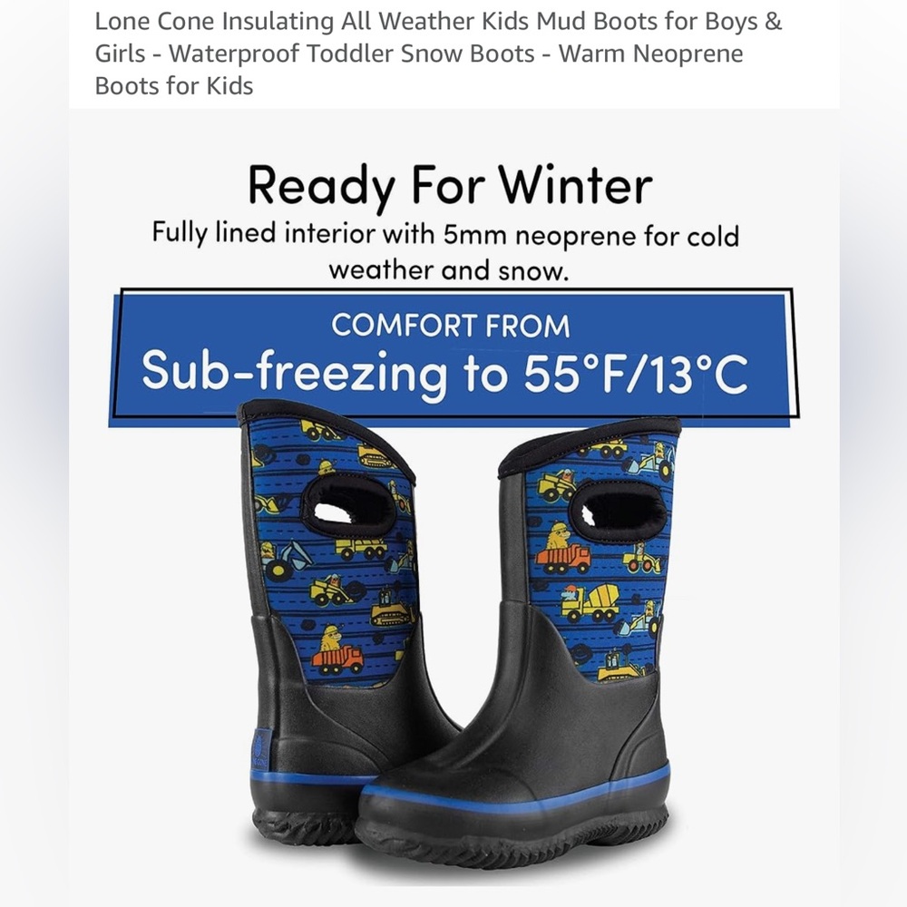 Lone cone insulating all weather kids BOOTS for B&G waterproof size 4 NWT